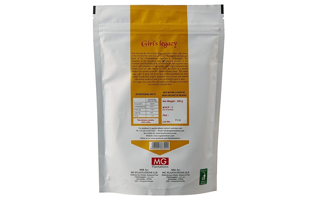 Baarbara Berry Giri's Legacy Coffee From High Altitude   Pack  250 grams